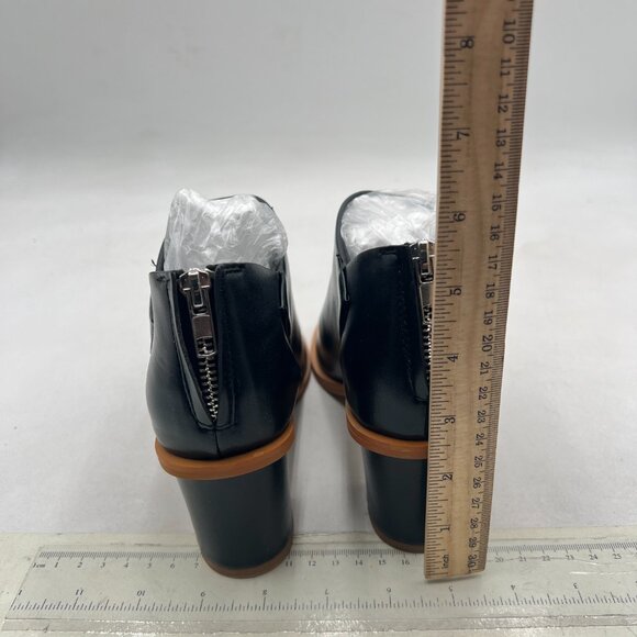 YDN Black Peep Toe Low Block Heels Back Zipper Sandal Ankle Boots Comfy Shoes - Picture 5 of 8